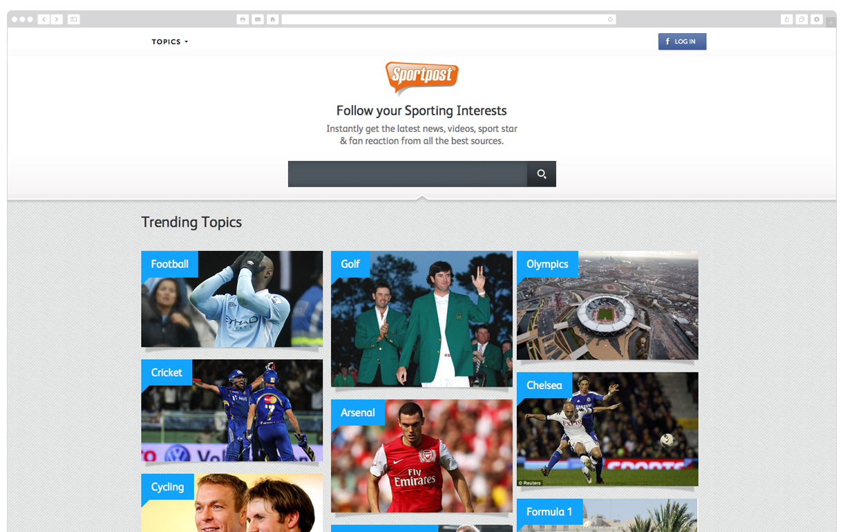 Sportpost website screen 1